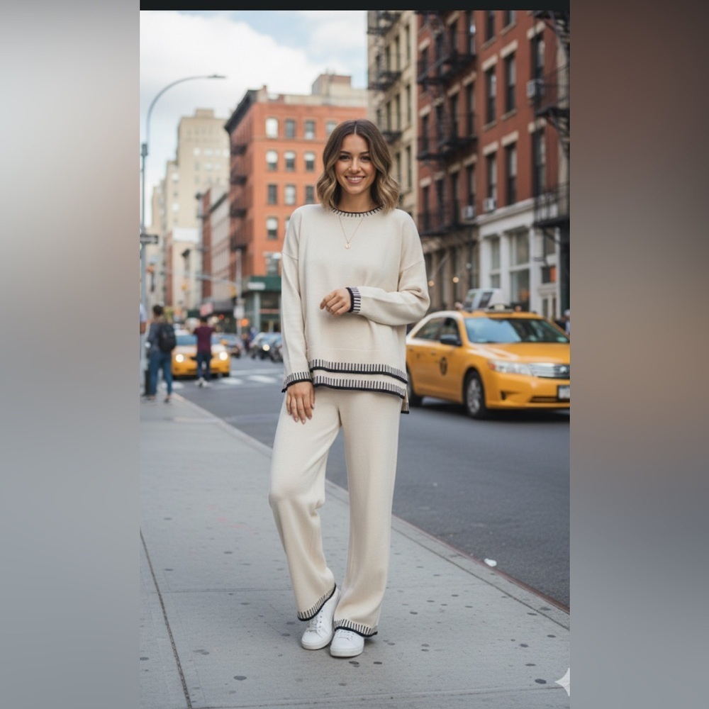 Chic Cream Knit Lounge Set